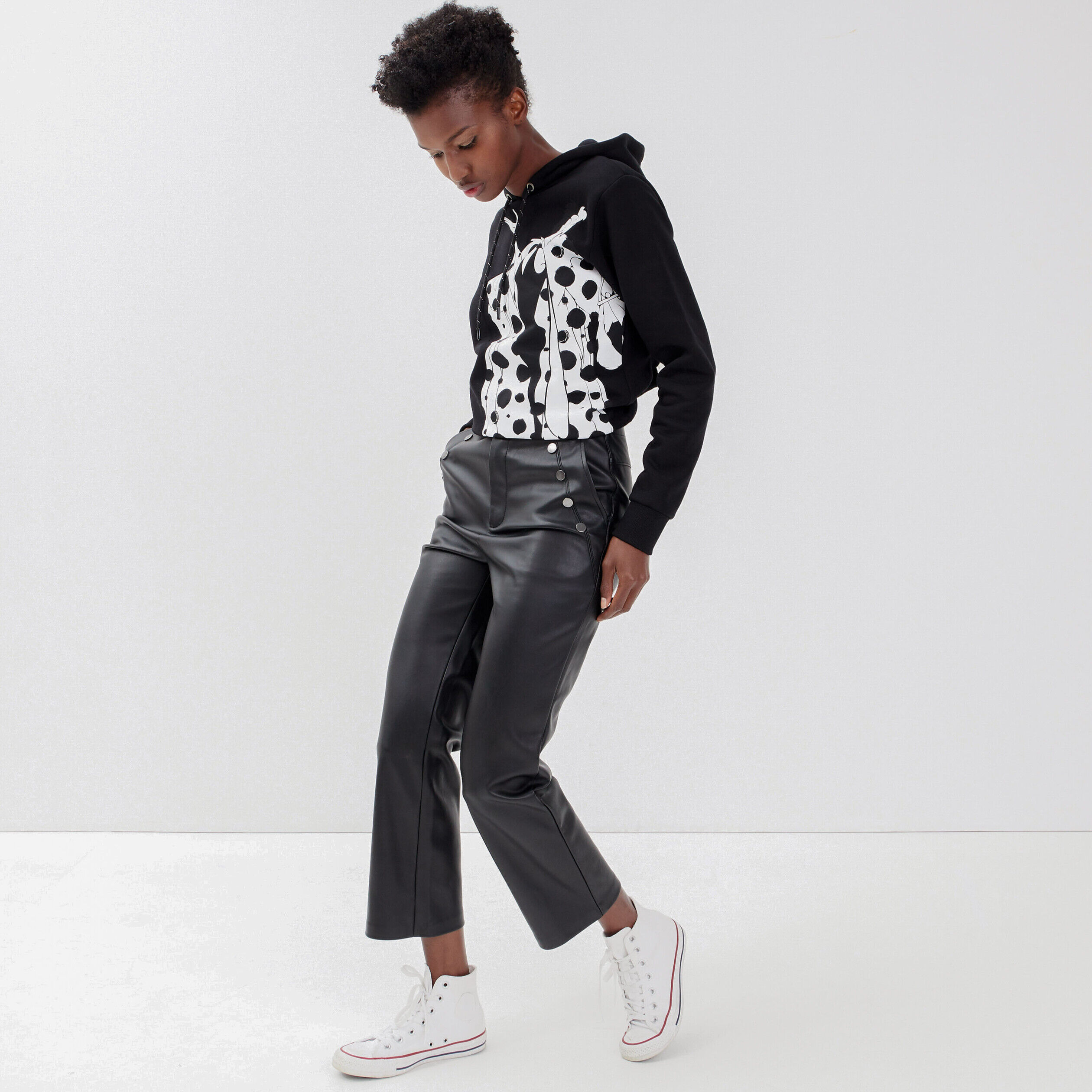 Pantalon regular avec boutons noir femme | Cache Cache