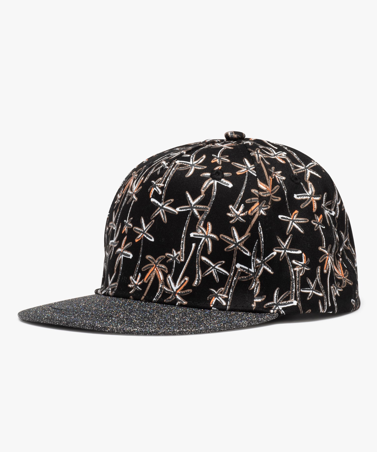 Casquette fille avec motifs palmiers et visière à paillettes noir | GEMO