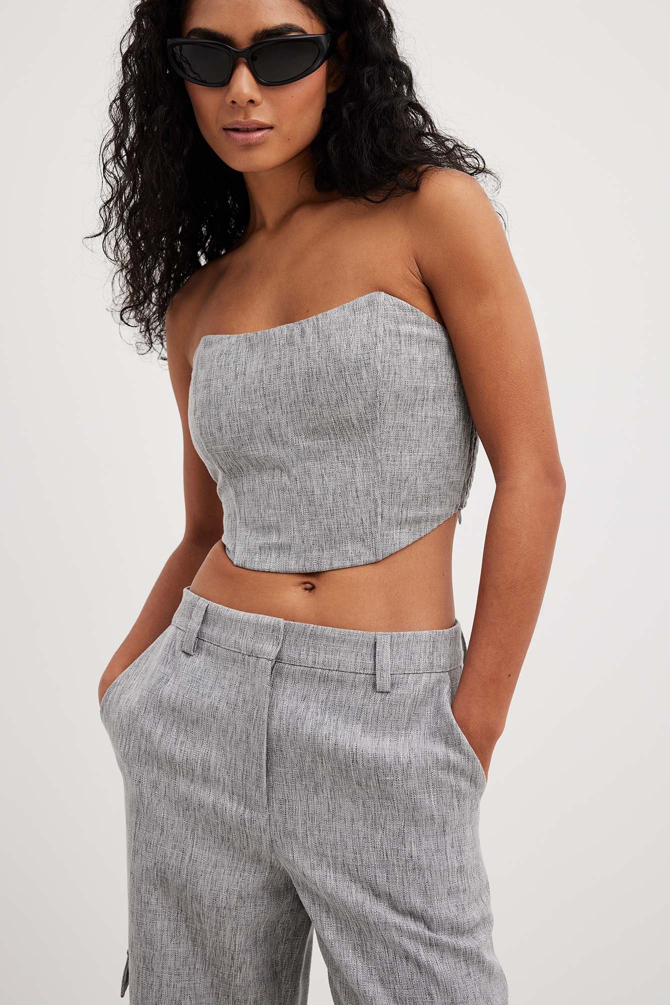 Tailored Korsett-Top mit gesmoktem Rücken