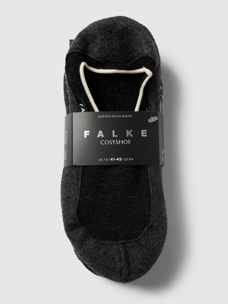 Hausschuhe aus Schurwoll-Mix mit Logo-Detail Modell 'COSYSHOE' in anthrazit meliert