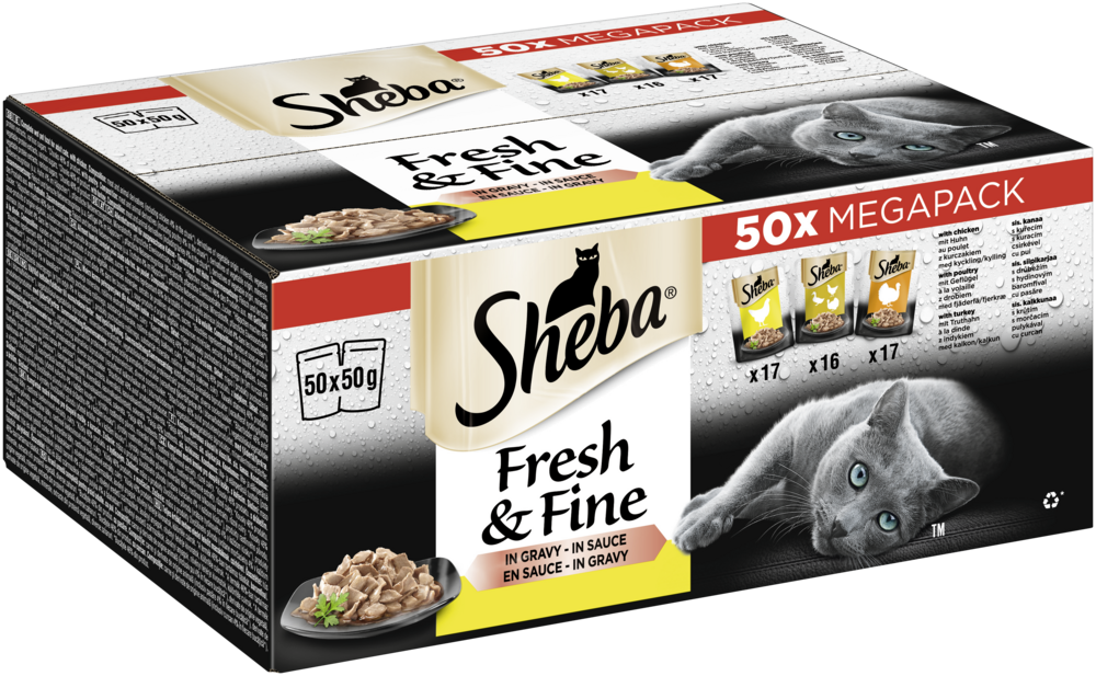 Sheba Portionsbeutel Multipack Fresh & Fine in Sauce mit Huhn, mit Geflügel, mit Truthahn 50 x 50g