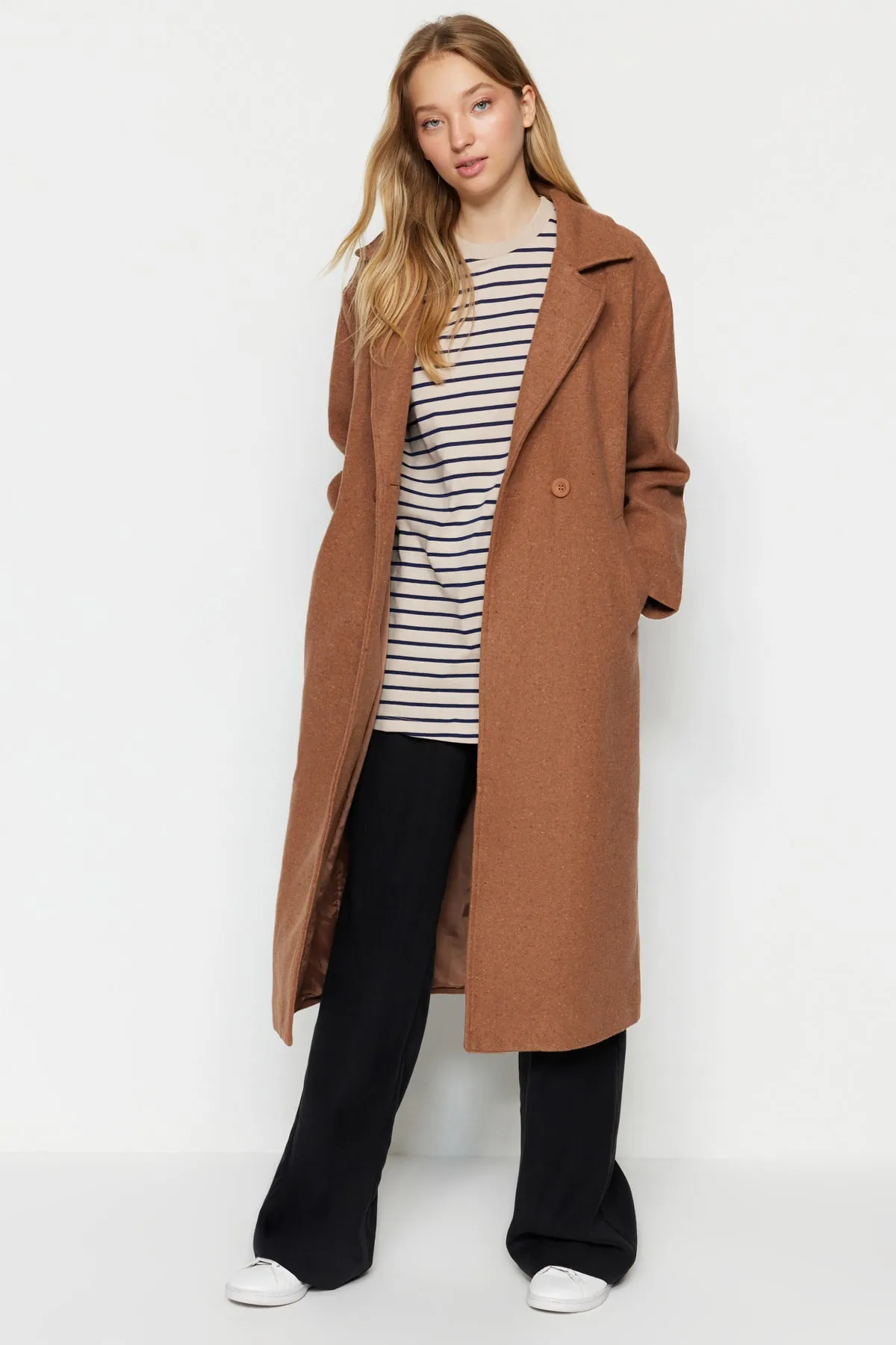 Trendyol Modest  Mantel - Braun - Zweireihig