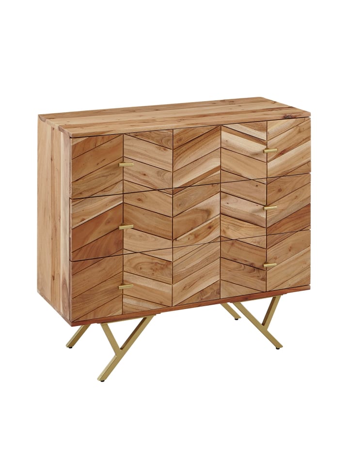 KADIMA DESIGN Sideboard 90x86,5x40 cm Akazie Massivholz / Metall Anrichte, Kommode günstig kaufen onesize