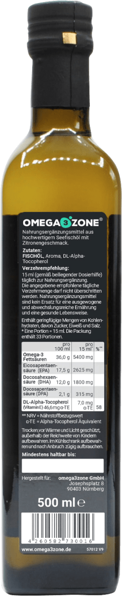 Omega-3 Fischöl Zitrone, 500 ml