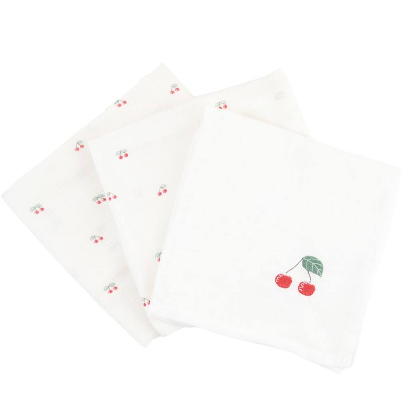 Lot de 3 langes en coton bio* Cerise beige