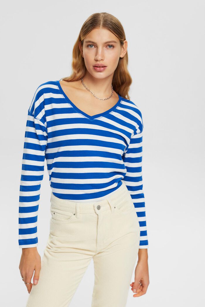 Streifen-Shirt mit V-Ausschnitt