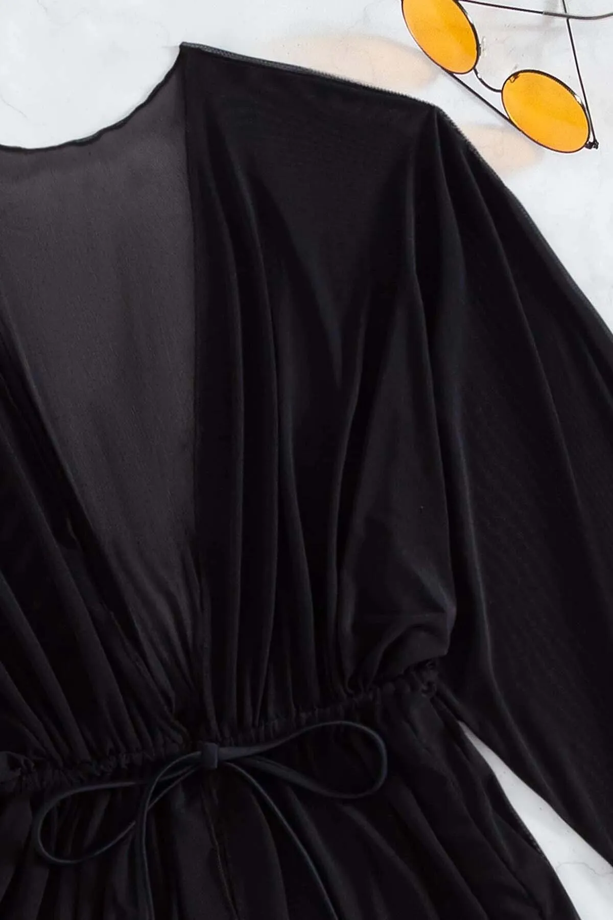 Angelsin  Langes Strandkleid mit Schnürung vorne, Pareo-Kimono