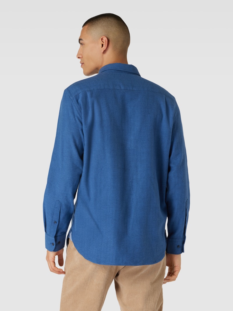 Freizeithemd mit Button-Down-Kragen in marineblau