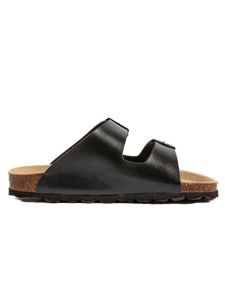 billowy Leder-Pantoletten in Schwarz günstig kaufen