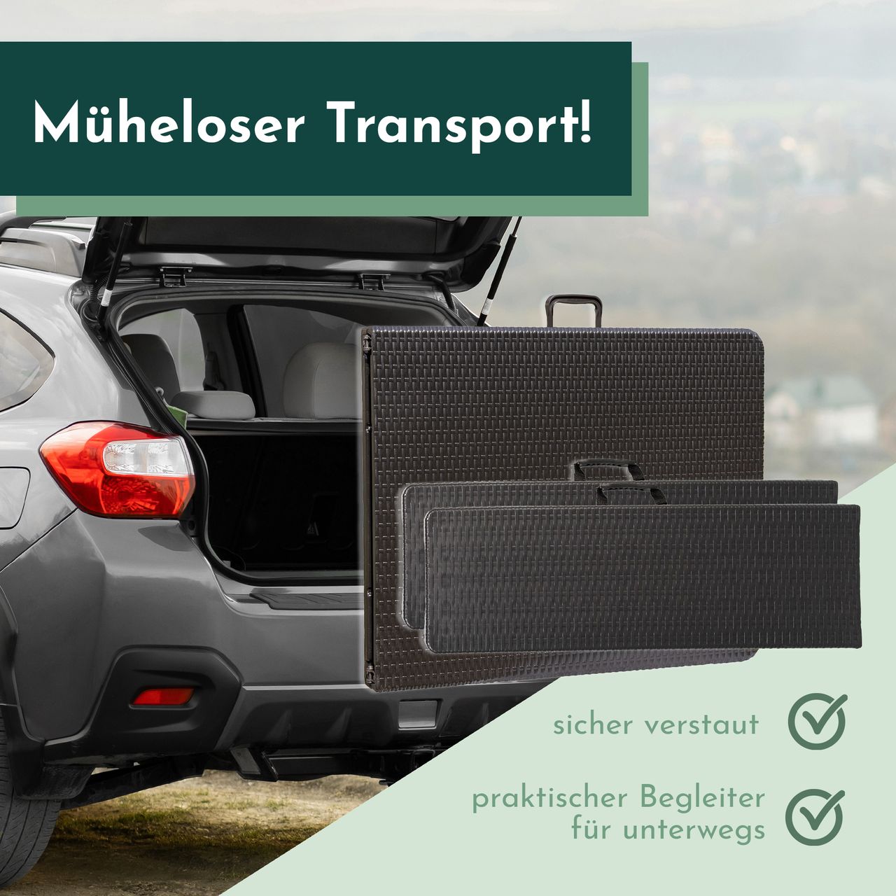 Lemodo Bierzeltgarnitur Set mit 2x Bierbank und 1x Buffettisch in Rattan Optik