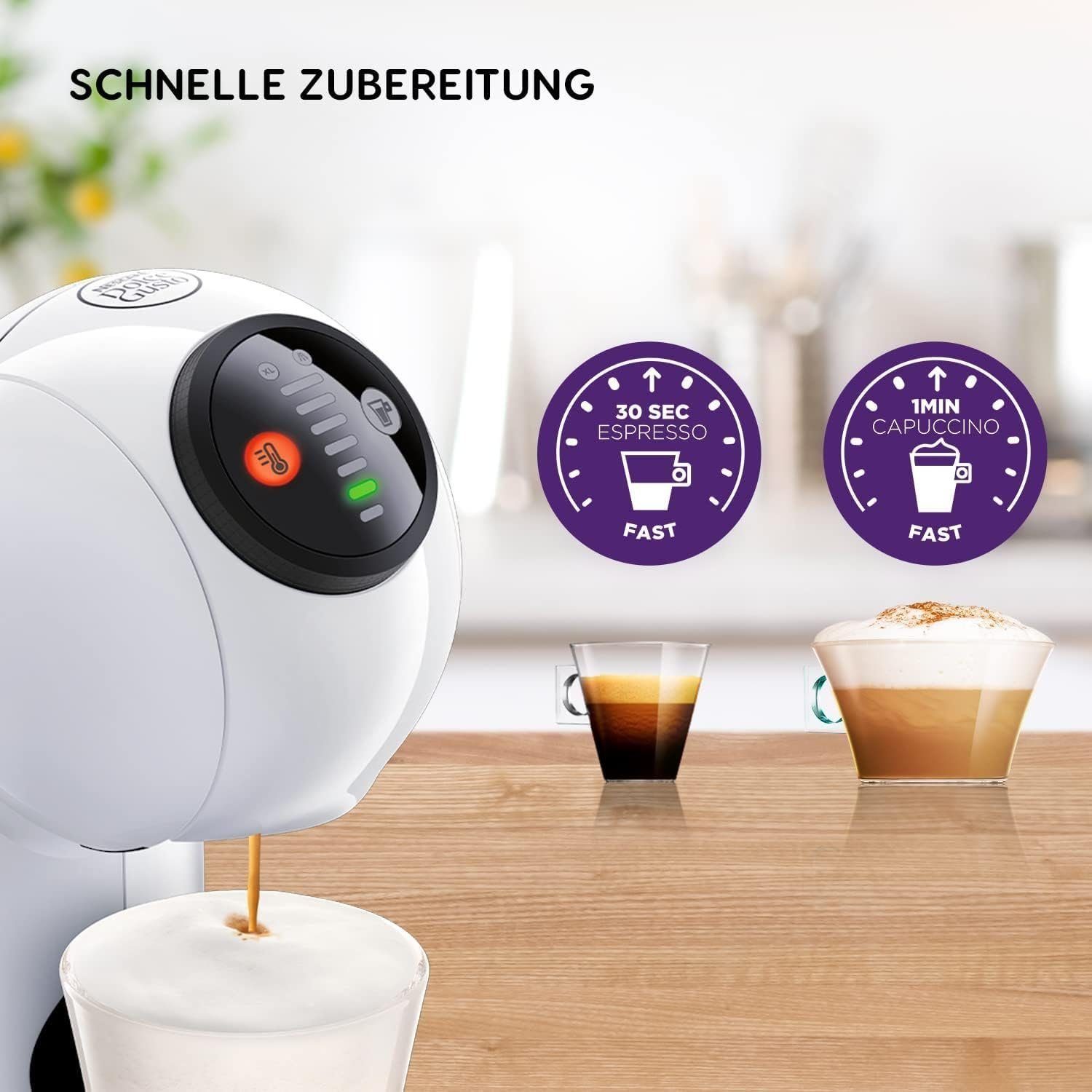 Krups Kapselmaschine Dolce Gusto Maschine Genio S KP2431 Kaffeekapselmaschine, 0,8L Wassertank, XL-Funktionalität + 2 Guzzini Espresso Tassen