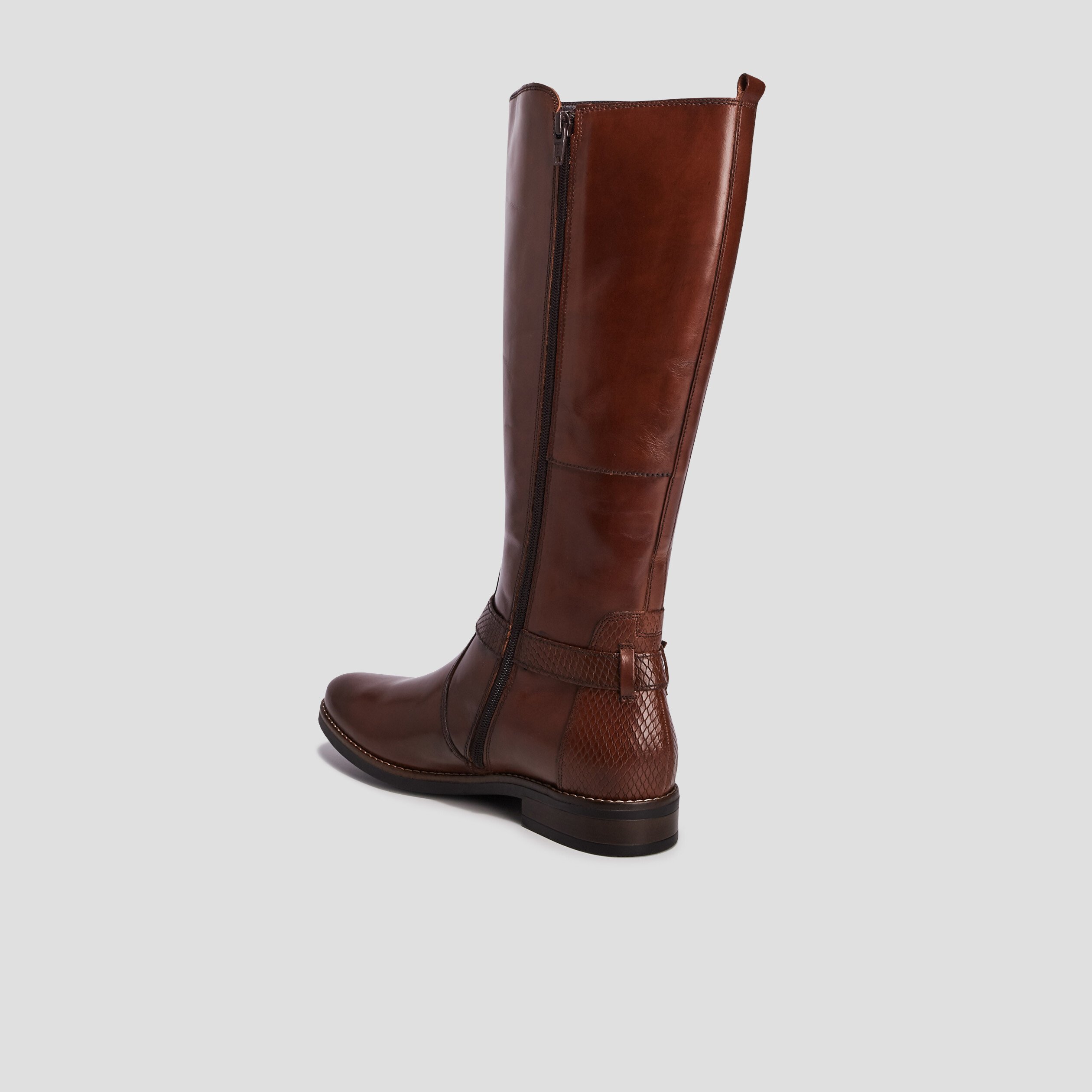 Bottes en cuir avec brides marron femme | La Halle