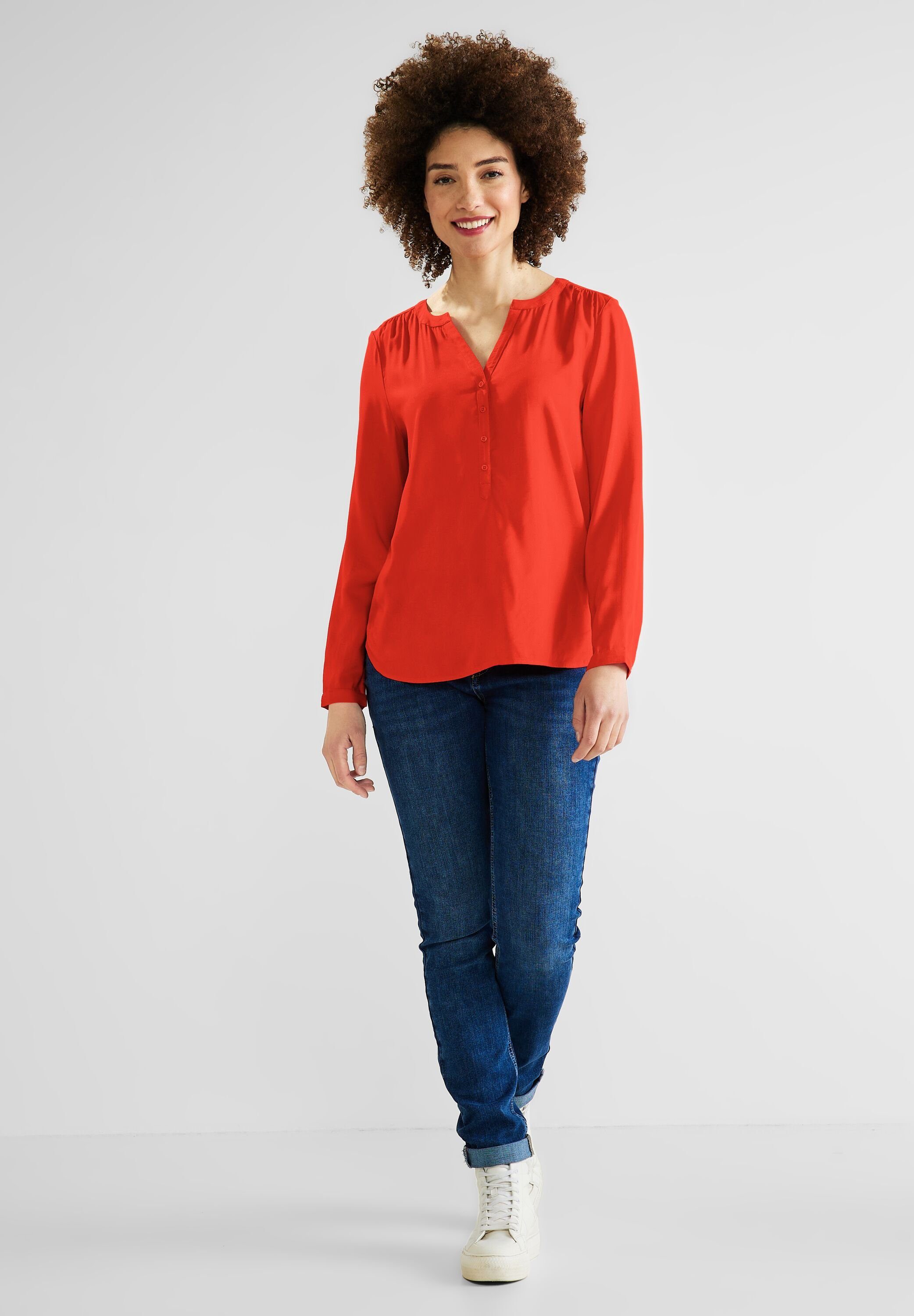 STREET ONE Klassische Bluse Street One Uni Bluse in Juicy Mandarine (1-tlg) Nicht Vorhanden
