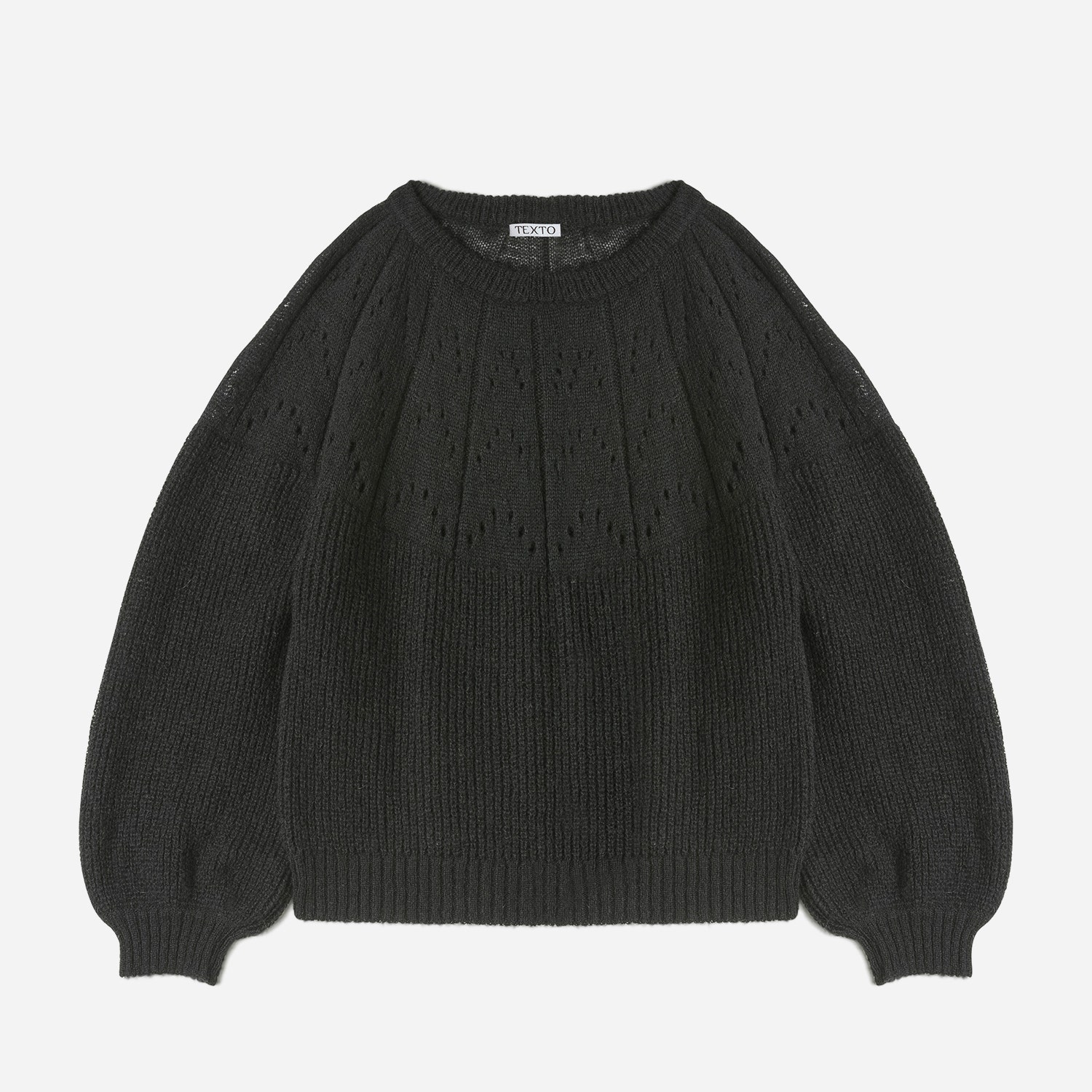 Pull TEXTO noir en tricot fantaisie