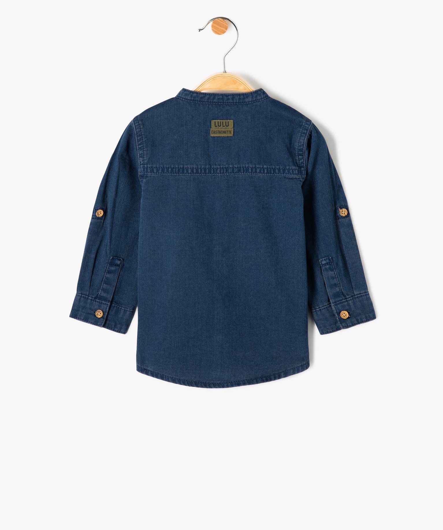 Chemise bébé Garçon à manches longues à col mao - LuluC... denim | GEMO
