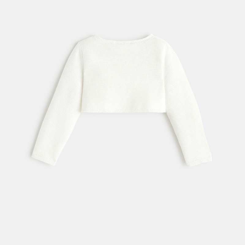 Gilet boléro court maille tricot blanc bébé fille