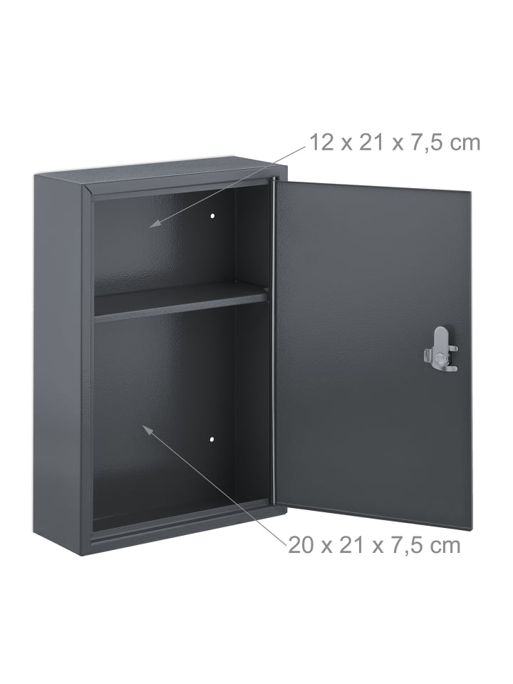 relaxdays Medizinschrank in Grau/ Weiß - (B)21,5 x (H)32 x (T)9,5 cm günstig kaufen onesize