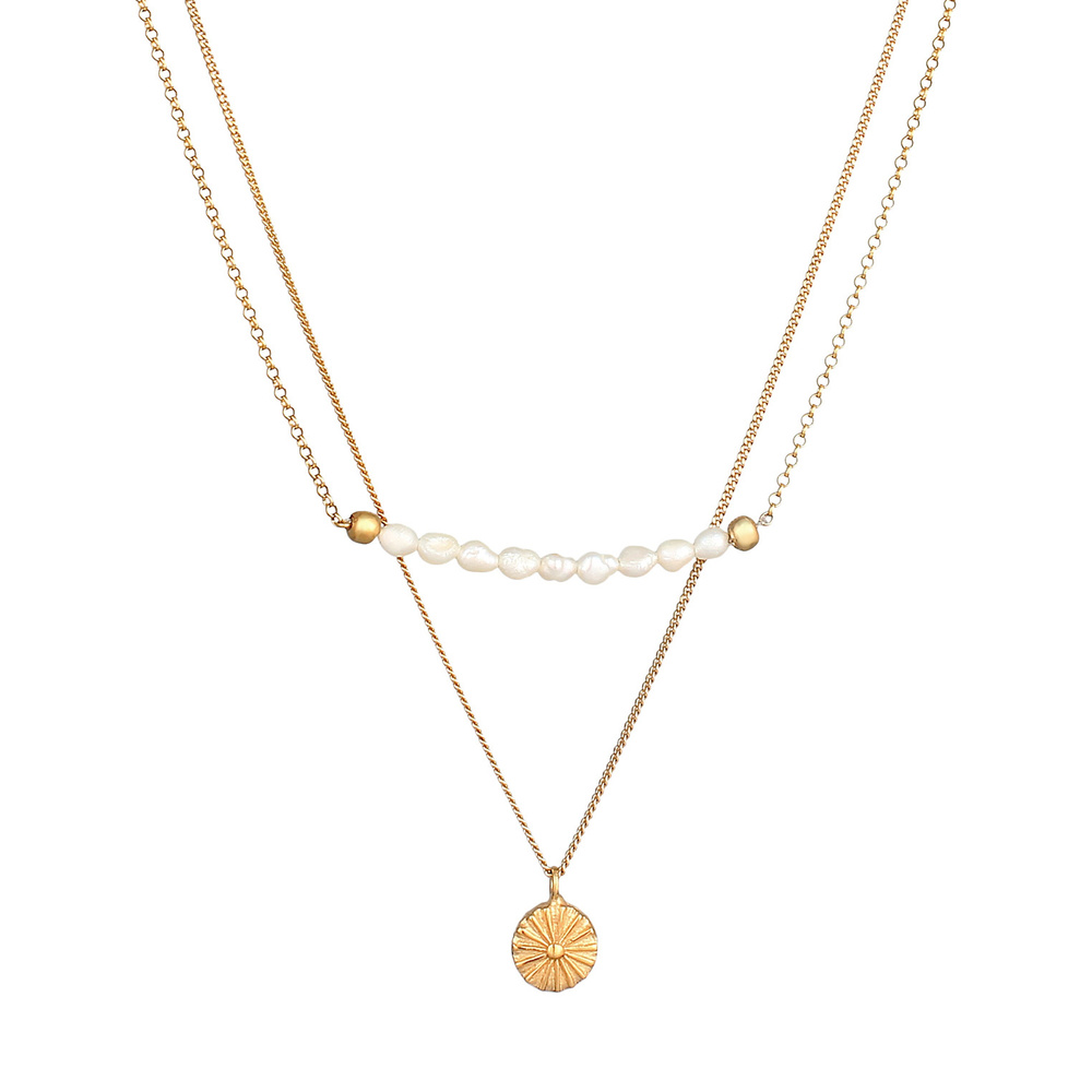 Elli PREMIUM Elli PREMIUM Collier Femmes Couches pièce boho avec perles d'eau douce en argent  collier