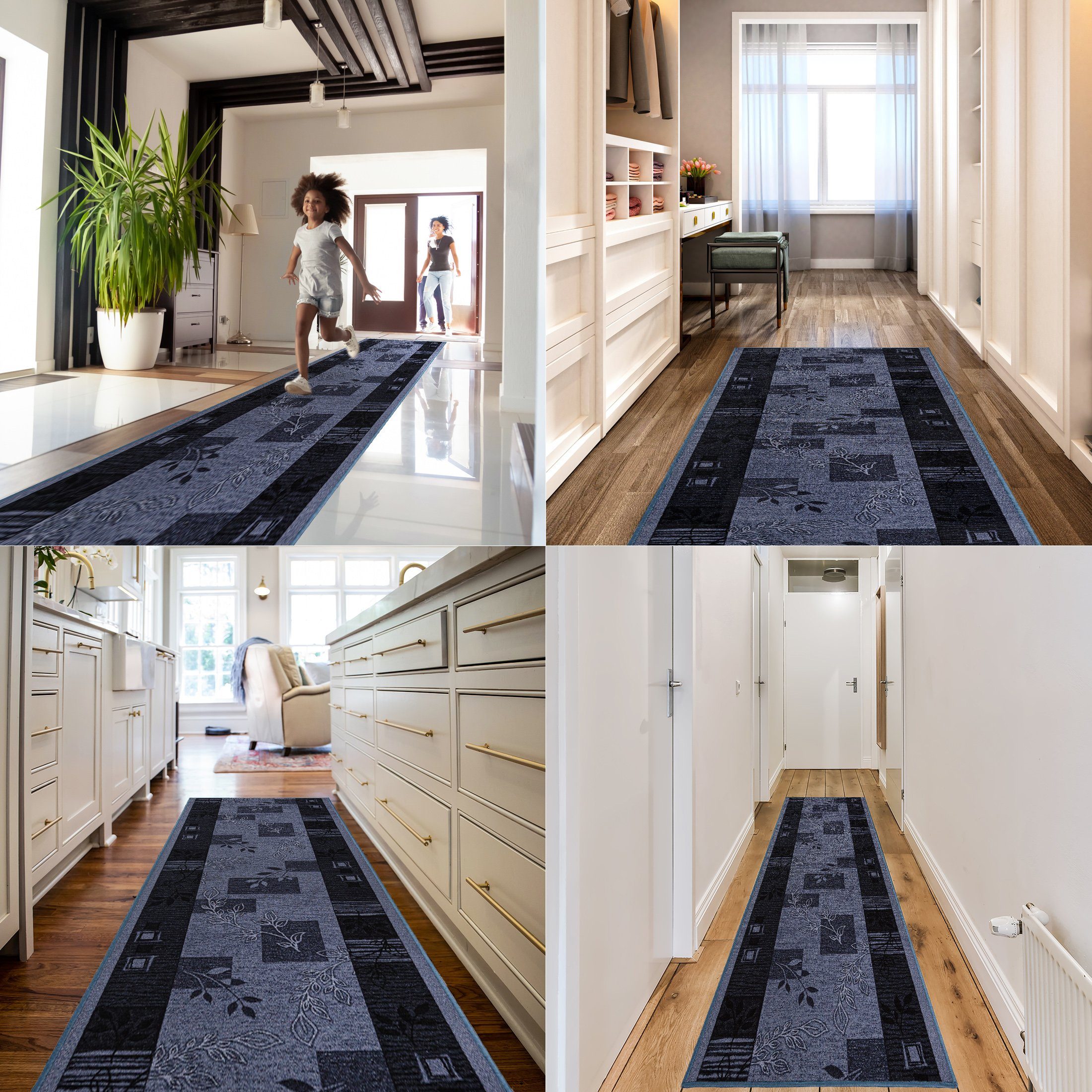 Läufer Läufer Teppichläufer Brücke - Vorzimmer Küche - Grau, Mazovia, 67 x 550 cm, Kurzflor, Rutschfest, Meterware, Verschiedene Größen