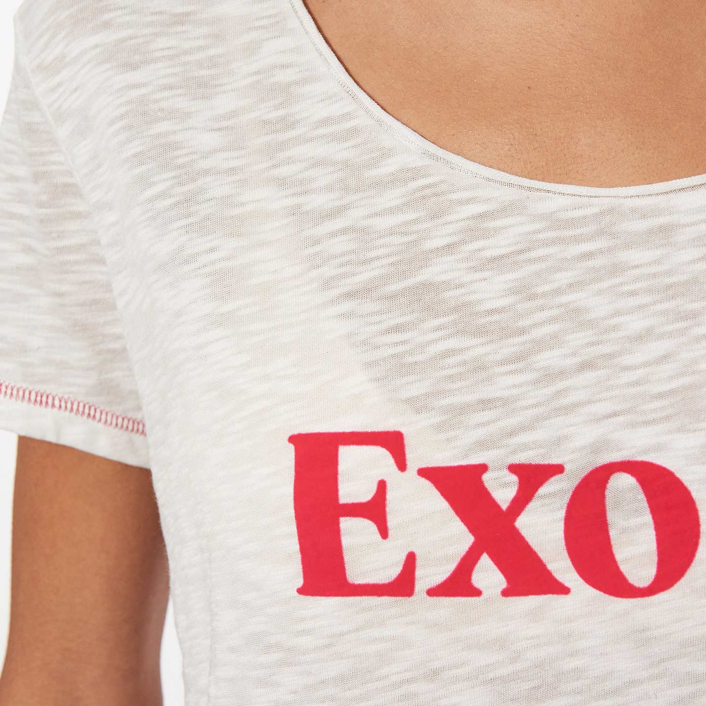 KOX    T-shirt blanc chiné femme