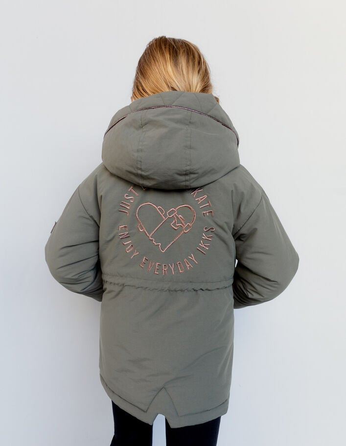 Parka 3-en-1 kaki fourrée et veste réversible fille