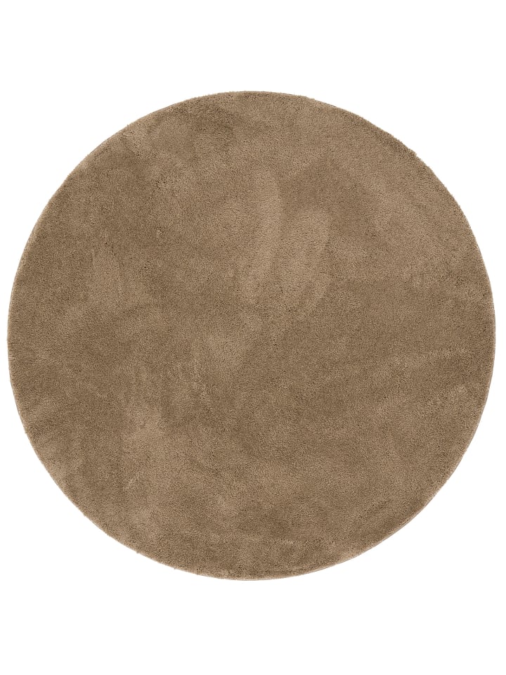 Pergamon Super Soft Kinder Hochflor Teppich Silky Kids Rund in Taupe günstig kaufen