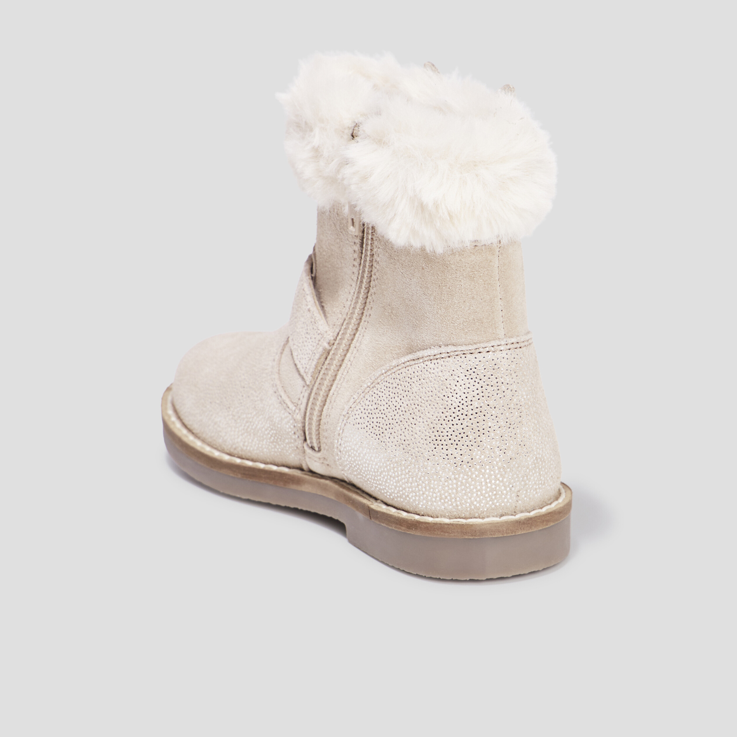 Bottes en cuir détails fourrure rose fille | La Halle