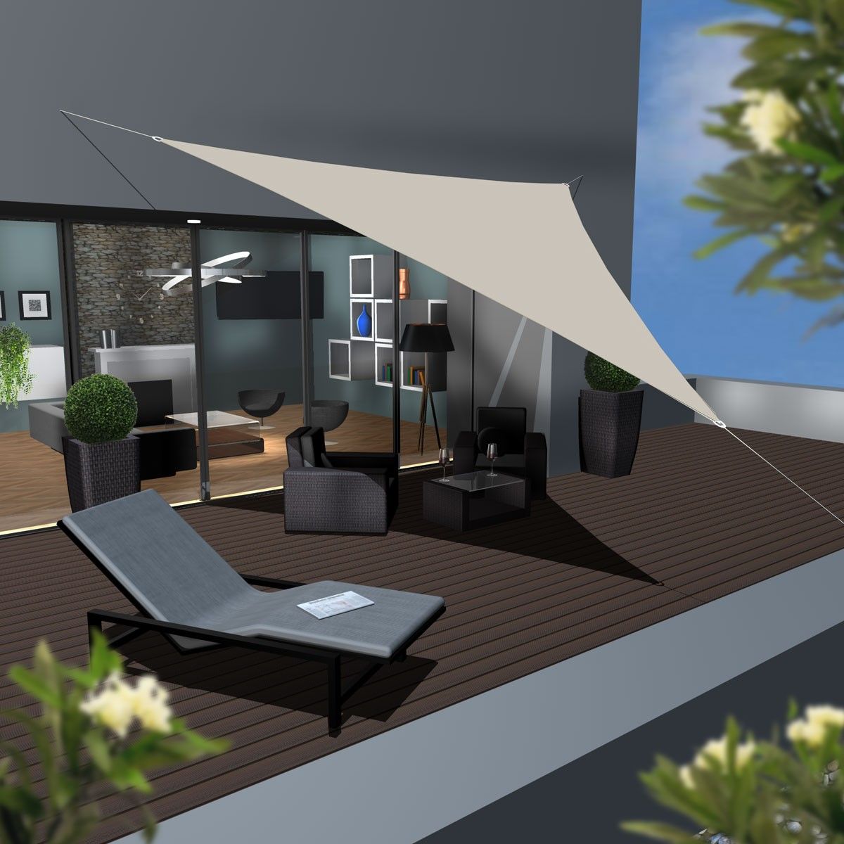 AMANKA 5x5x5 beiges wasserabweisendes Polyester Sonnensegel