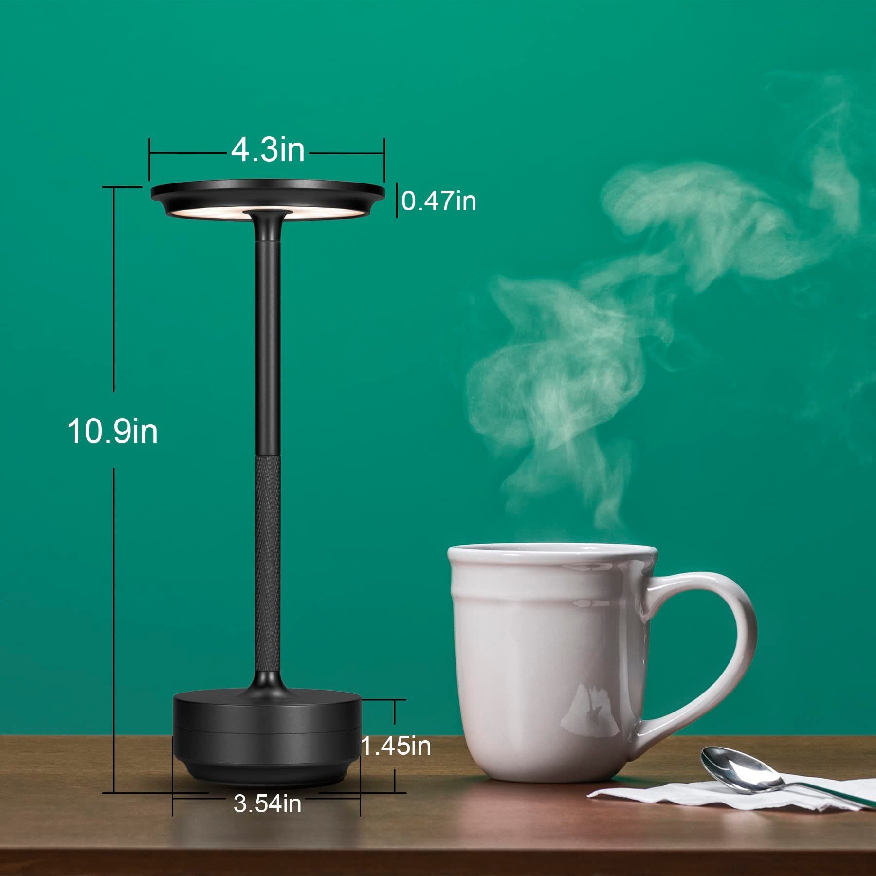 AKKEE Tischleuchte Schnurlose Tischlampe Wasserdichte Schreibtischlampe 2600mAh, Dimmbar, Wiederaufladbar, LED fest integriert, warmweiß, kaltweiß, neutralweiß, 3 Farbtemperatur Tischlampen für Nachttisch Esstisch Bar Terrasse