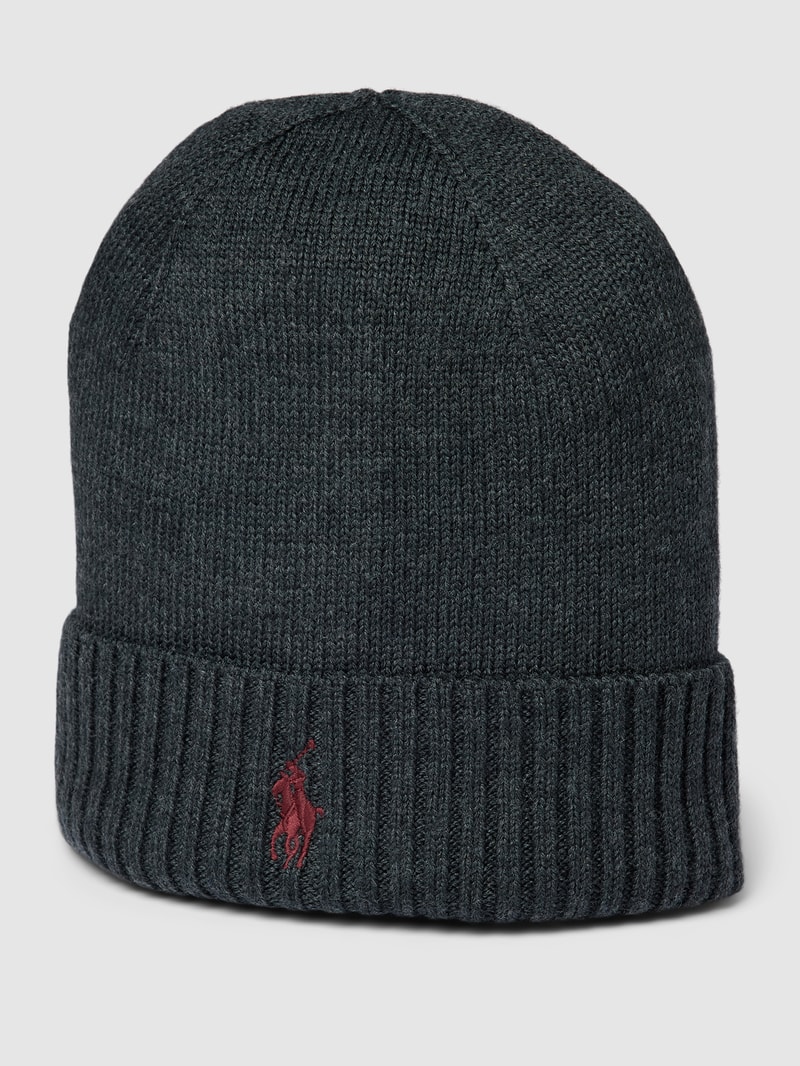 Beanie mit Label-Stitching in anthrazit