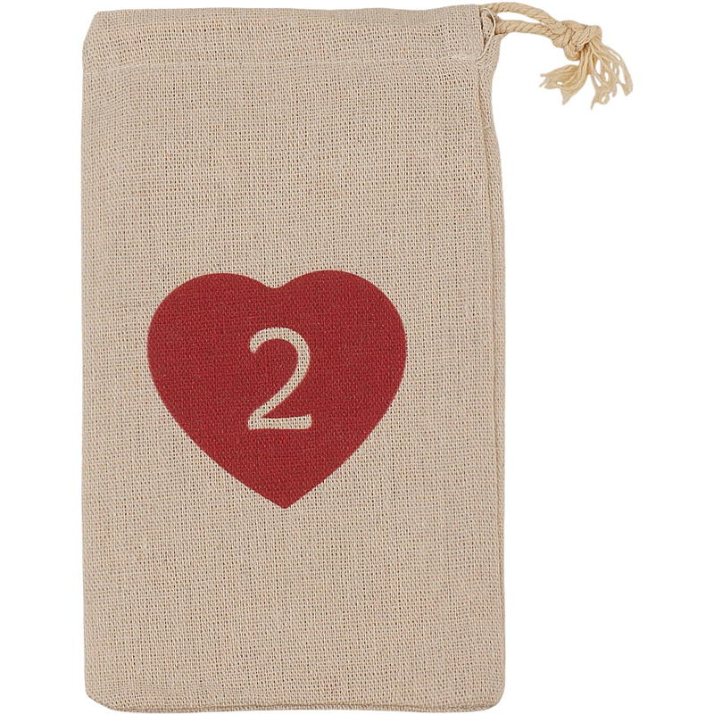 Home Kalenderposer 12x20 cm 1-24 stoff m/hjerte