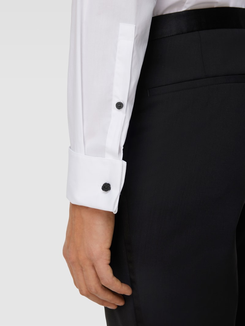 Slim Fit Business-Hemd mit Umschlagmanschetten in weiß