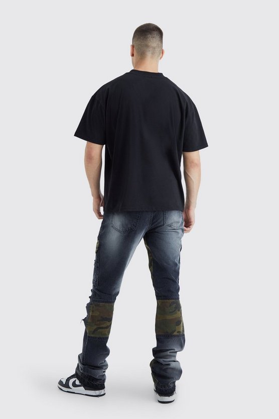 Tall Slim-Fit Camouflage Cargo-Schlagjeans