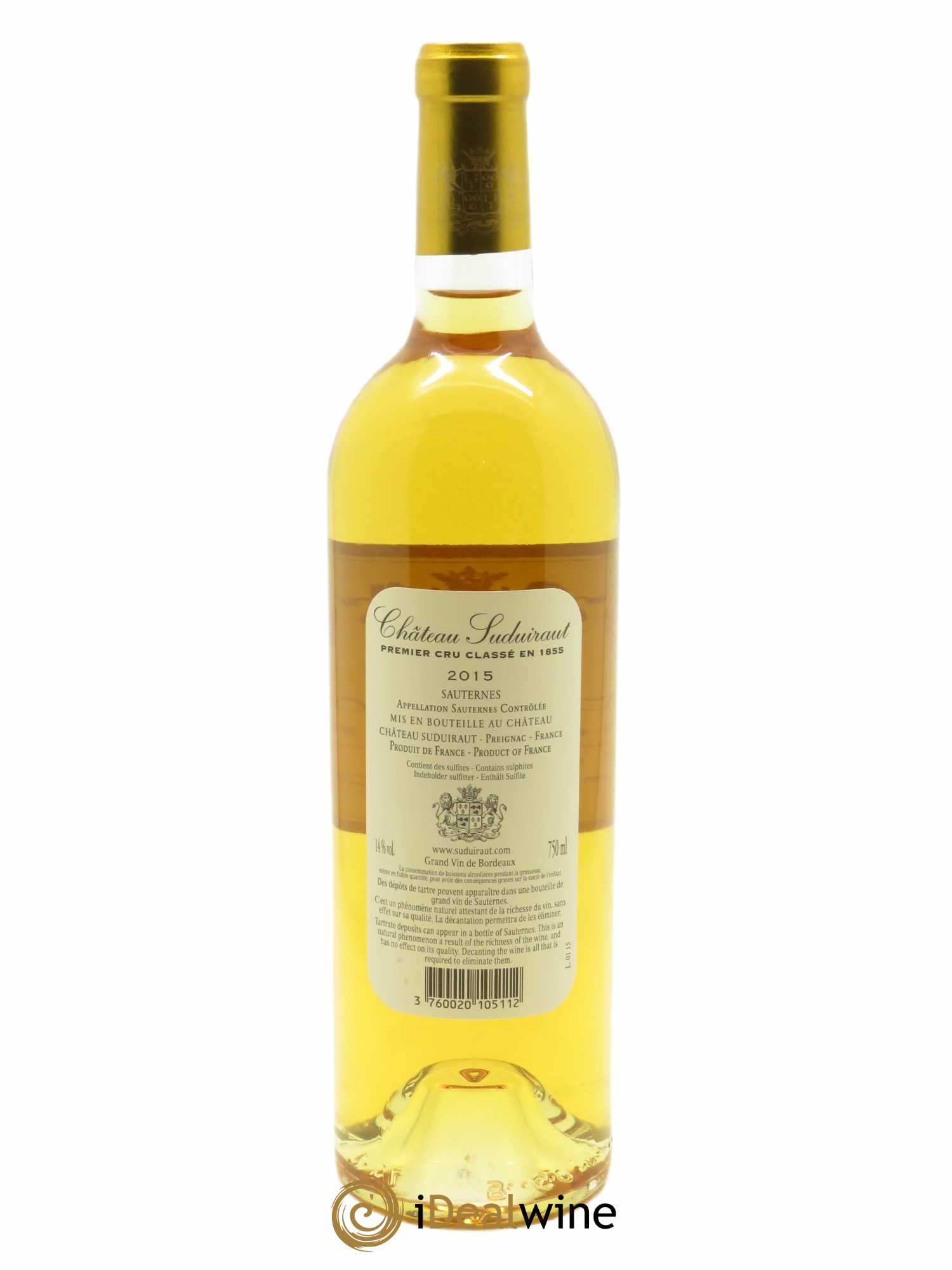 Château Suduiraut 1er Grand Cru Classé  2015 - Lot de 1 Bouteille