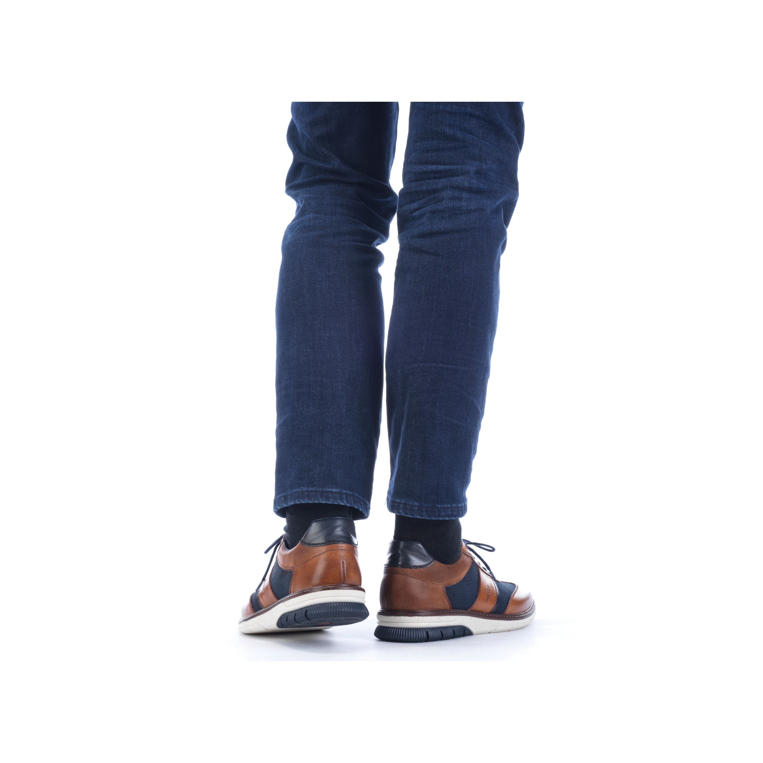 Rieker Herren Schnürschuhe zimtbraun-ozeanblau
