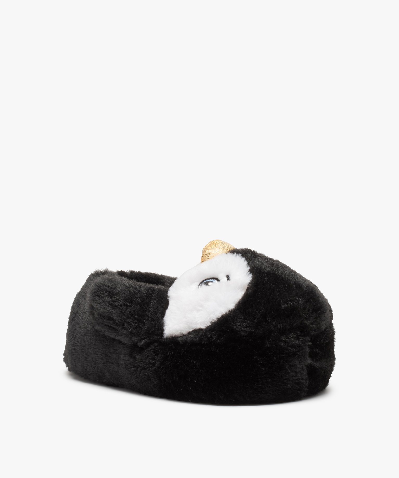 Chaussons fille 3D pingouin avec bec doré noir | GEMO