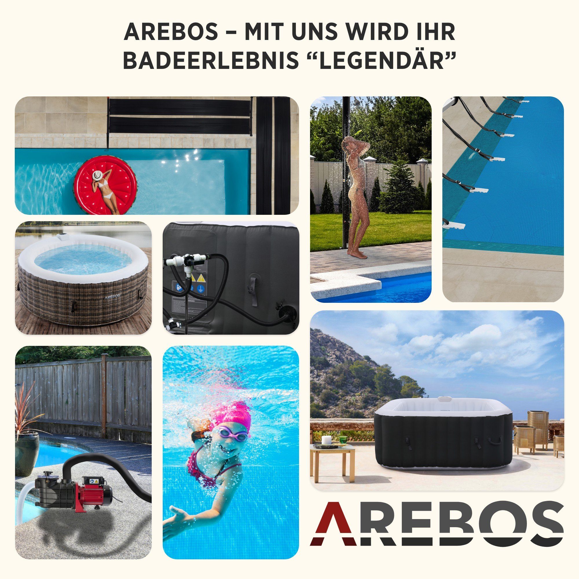 Arebos Solarabsorber Solarmatte Pool Solarheizung Poolheizung Solar Heizung, 0,72 m² Absorberfläche, Stück, Poolheizung, Wasser Erhitzung durch Solar