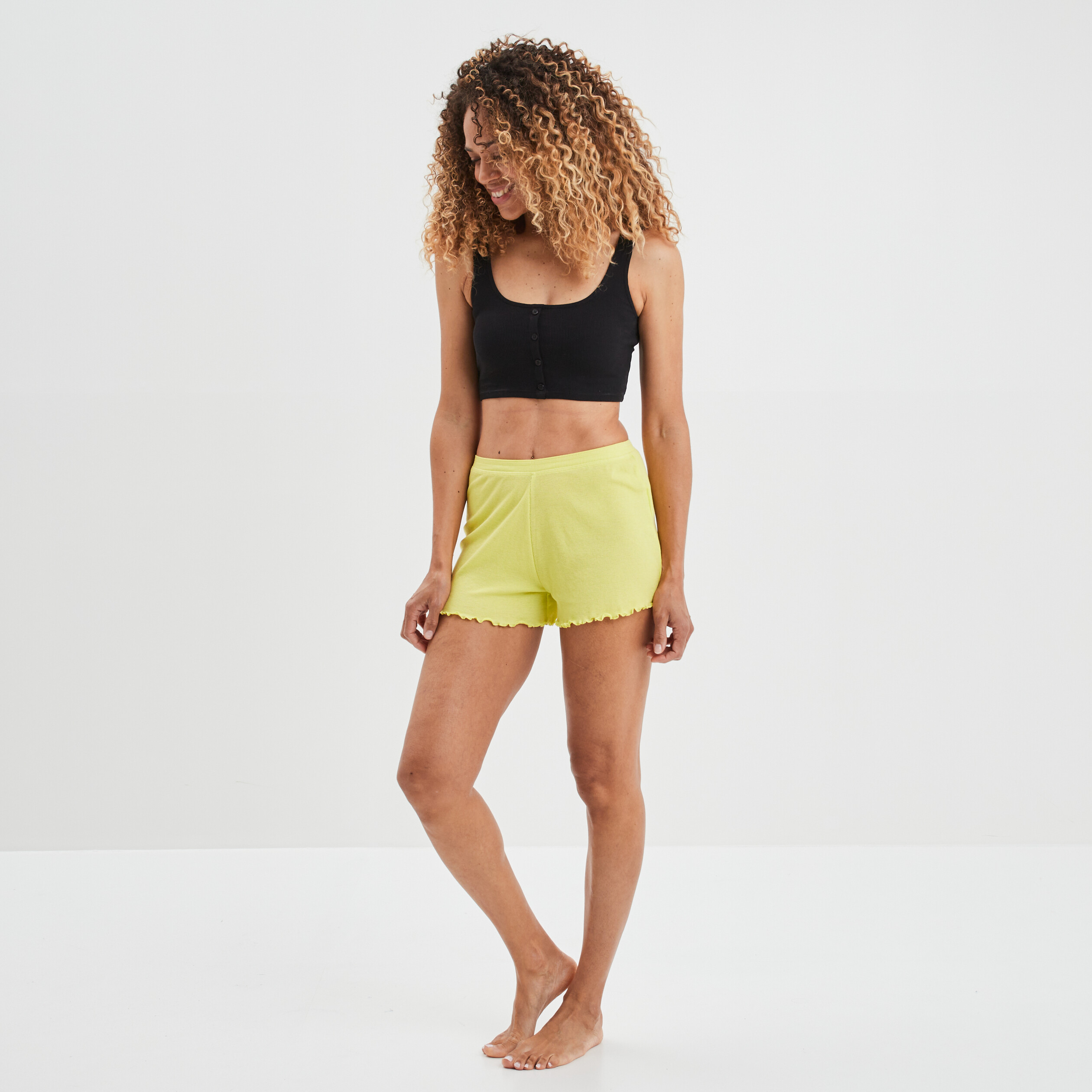 Bas de pyjama short vert fluo femme | La Halle