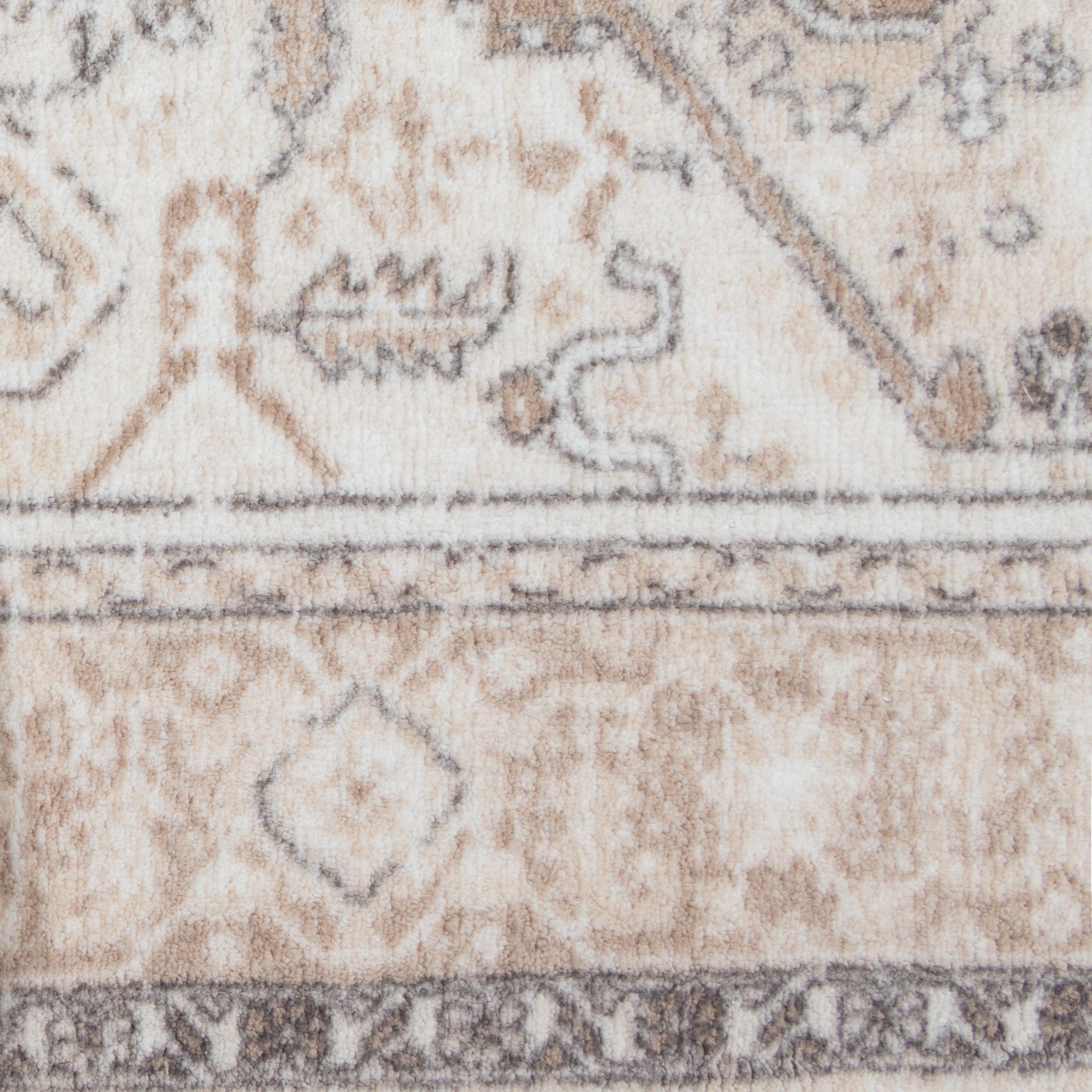 Teppich Wohnzimmerteppich im orientalischen Stil gemütlich beige, Teppich-Traum, rund, Je nach Licht heller-dunkler, Rückseite: „dot backing“ rutschfest