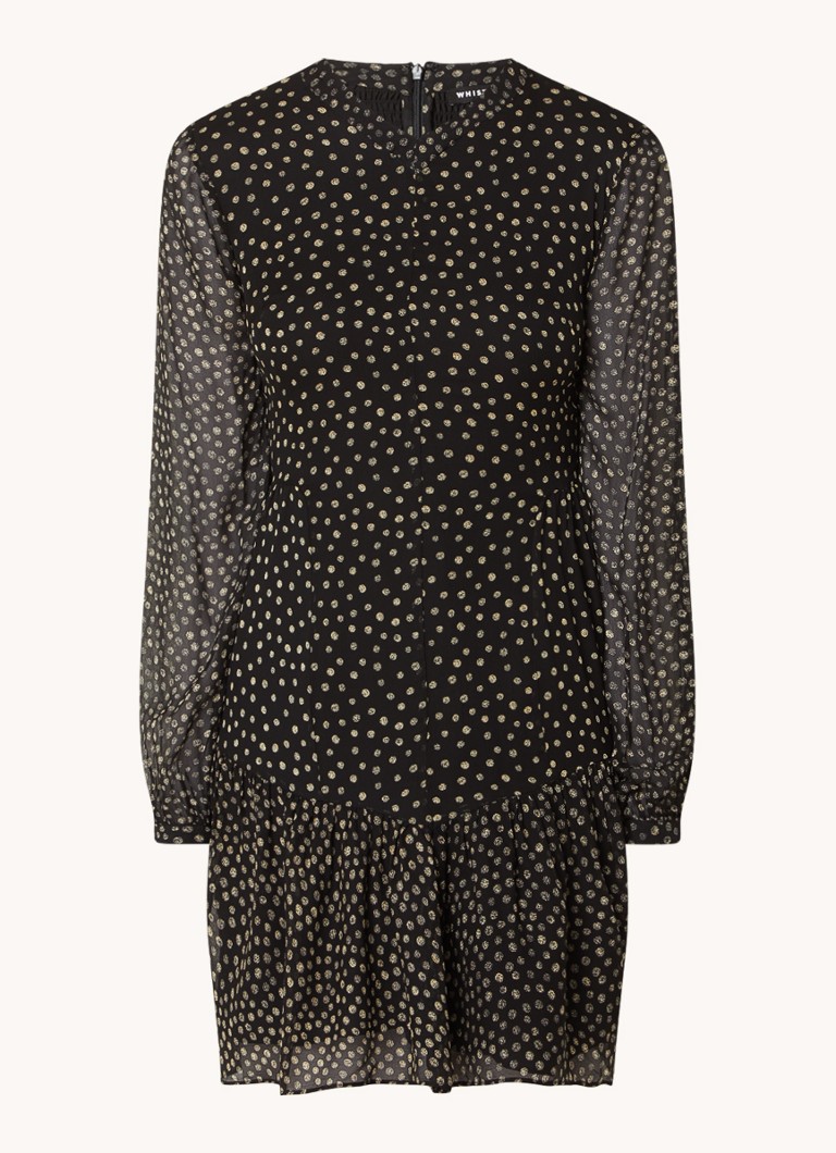 Whistles Mini tunic dress with smocking and polka dot print