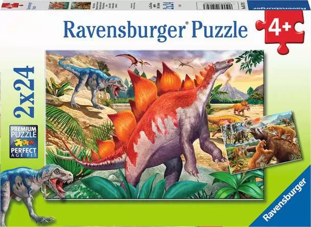 Kinderpuzzle ab 4 Jahren - Wilde Urzeittiere - 24 Teile