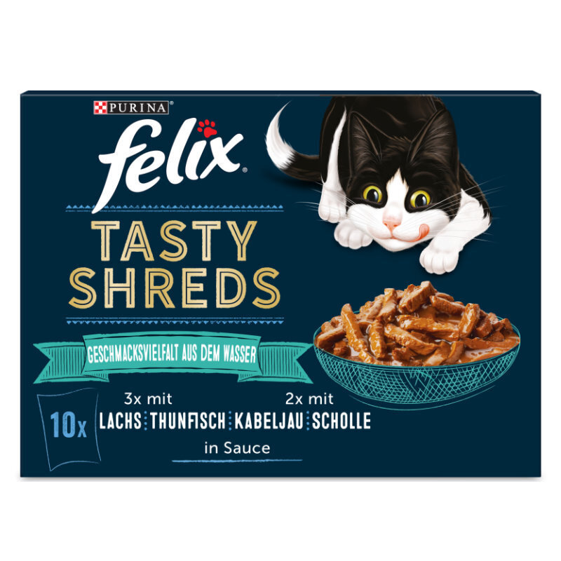 Felix Nassfutter Felix Tasty Shreds 10x80g Geschmacksvielfalt aus dem Wasser