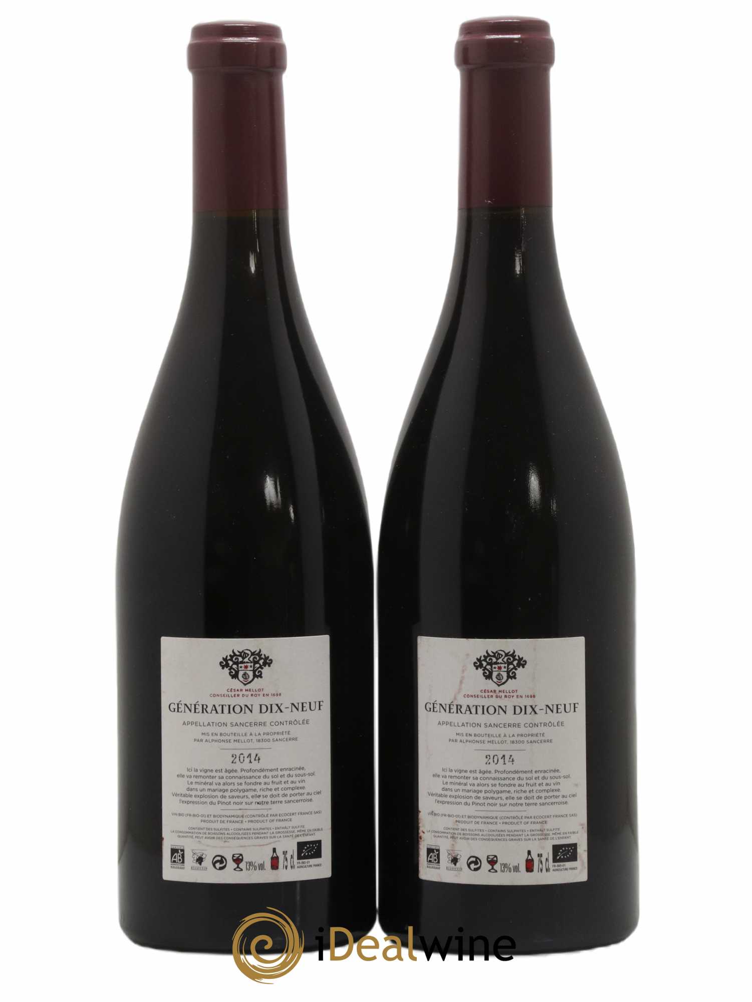 Sancerre Génération XIX Alphonse Mellot  2014 - Lot de 2 Bouteilles