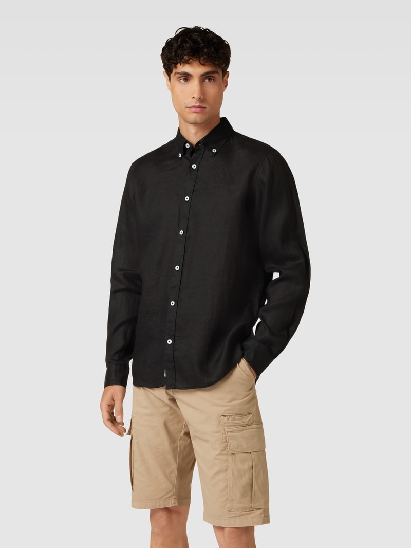 Freizeithemd mit Button-Down-Kragen in dunkelblau