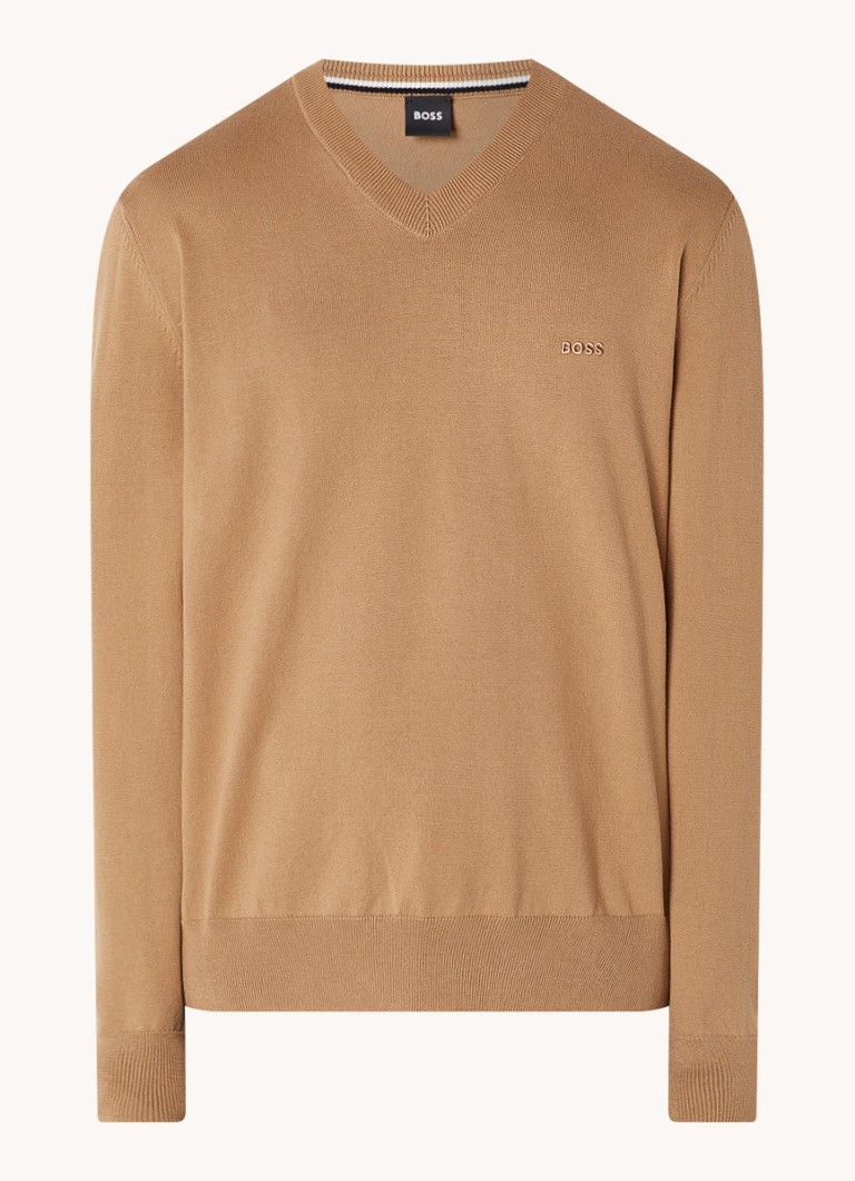 Pulover HUGO BOSS Pacello din tricot fin, cu logo brodat.