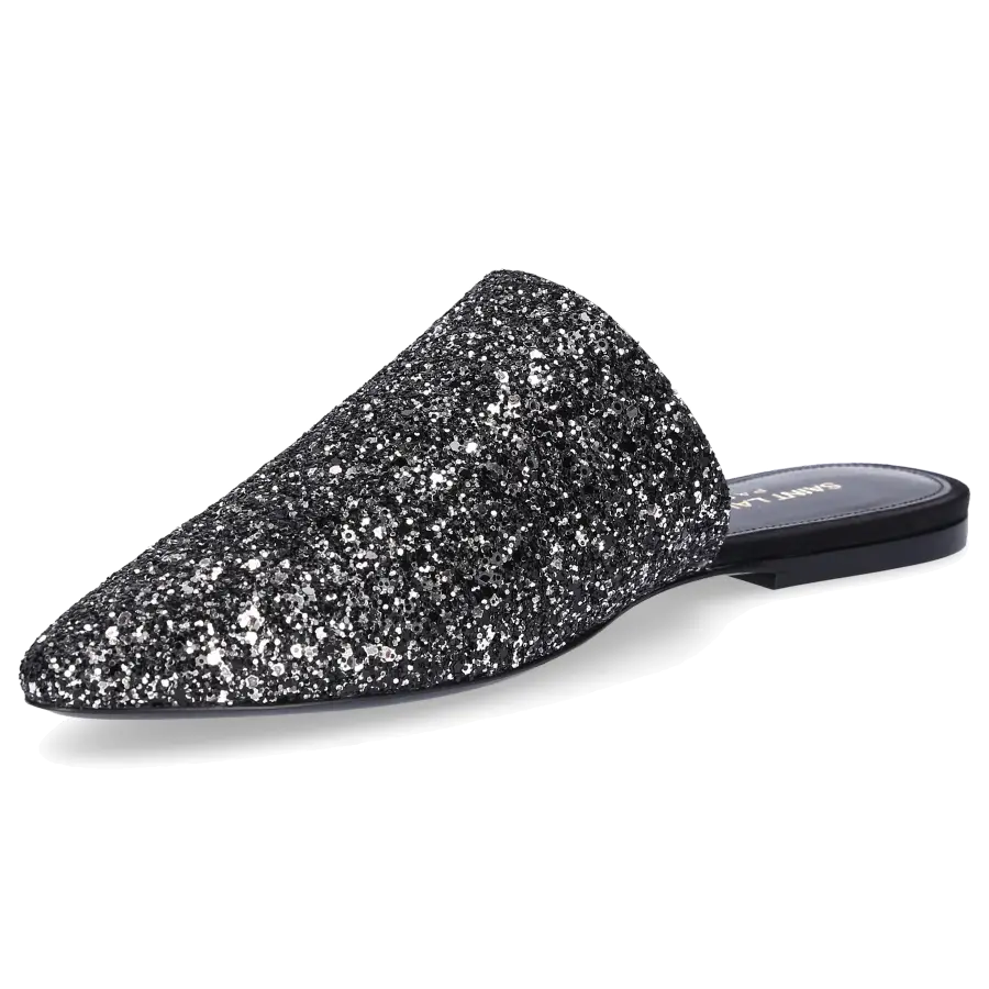 Saint Laurent - Slipper BLISS Glitter Glitzer grau - grau