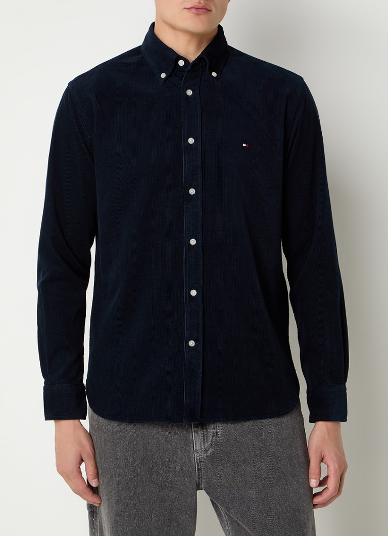 Cămașă Tommy Hilfiger Classic Fit din catifea reiată cu logo