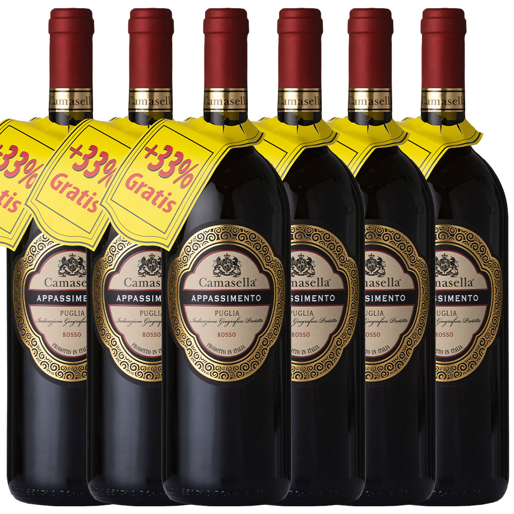 Camasella Appassimento Rosso Puglia IGT 2023 - Italien,  33% Gratis, - 6er Paket