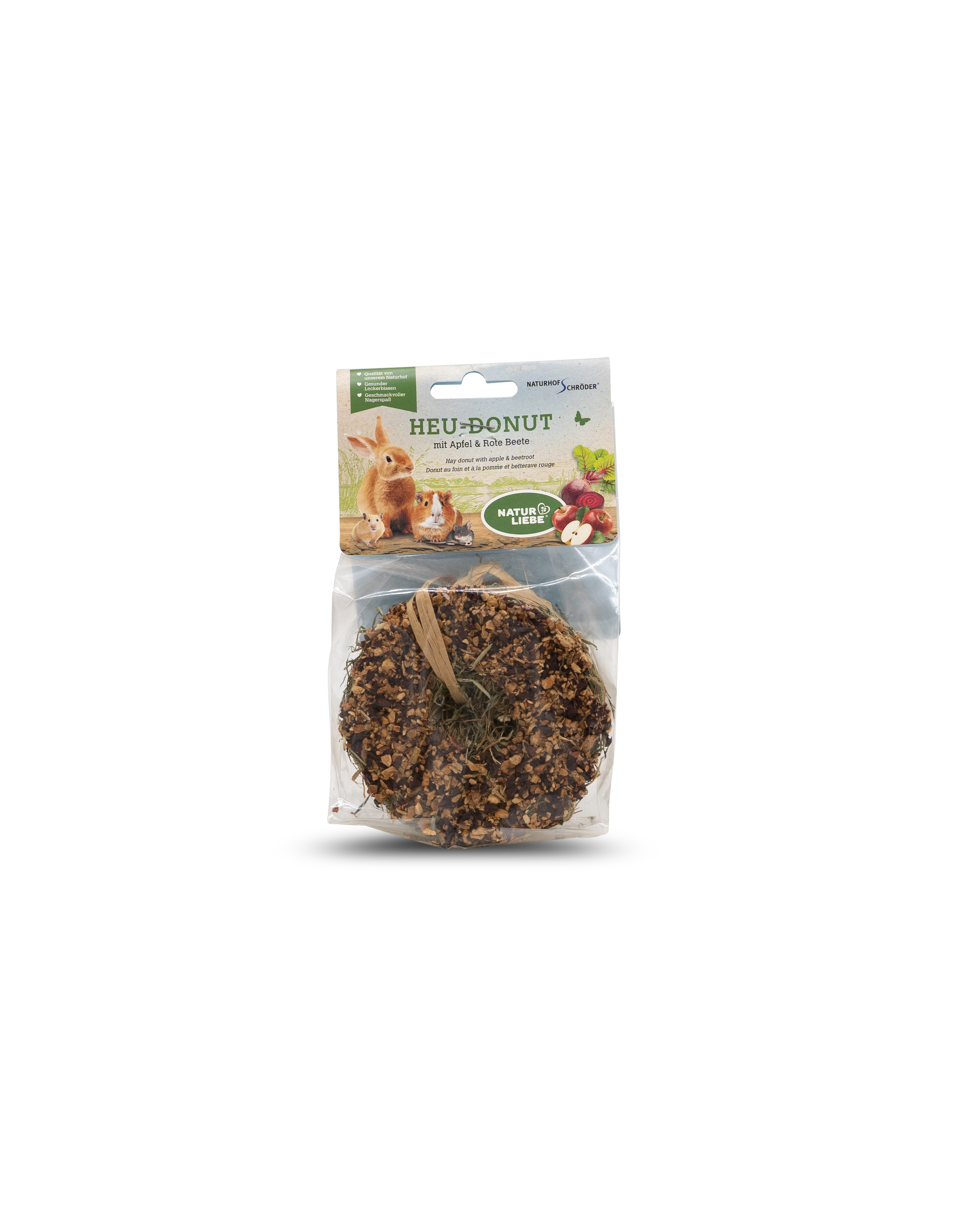 NATURHOF SCHRÖDER Ergänzungsfutter NATURHOF SCHRÖDER Heu-Donut mit Apfel & Rote Bete-Dip, 65g
