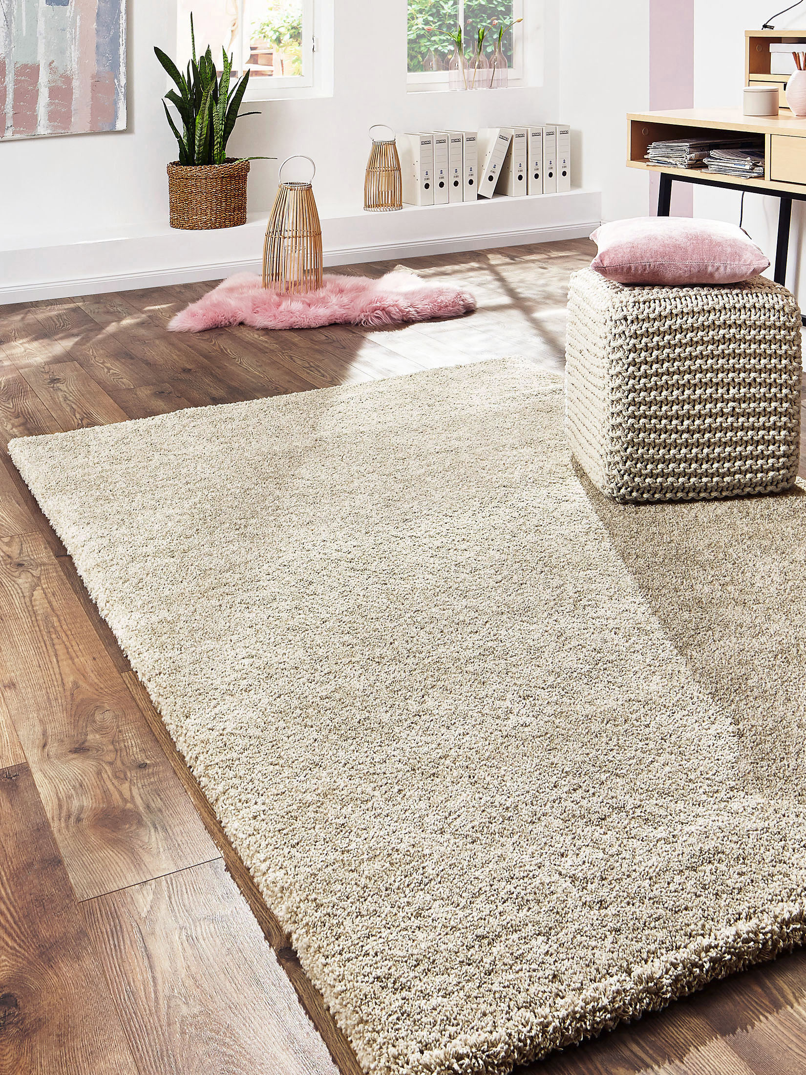 Lounge Hochflor-Teppich, Beige
